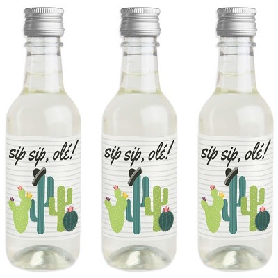 Big Dot of Happiness Prickly Cactus Party - Mini Wine and Champagne Bottle Label Stickers - Fiesta Party Favor Gift for Women and Men - Set of 16