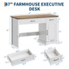 47 Inch Farmhouse Executive Desk, Rustic Home Office Desk with Drawers Storage, Wood Computer Desk Writing Workstation for Home Office & Study - 3 of 4