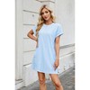 Coolmee Women Casual Crewneck Loose Cap Short Sleeve Textured Mini Dress With Pockets - 4 of 4