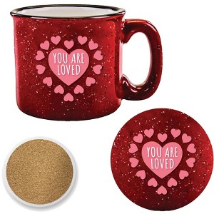 Courtside Market Pink HeartsMug & Ceramic Coaster Set 15 oz Mug & Ceramic Coaster Set - 1 of 1