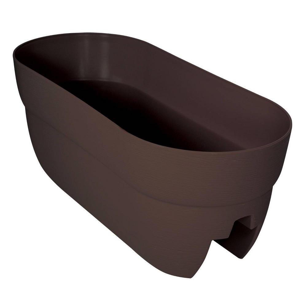 Emsco Bloomers Rail Picker Outdoor Planter Box Brown 24"x9.5"x10.5": Polyethylene, No-Drainage, Oval Shape