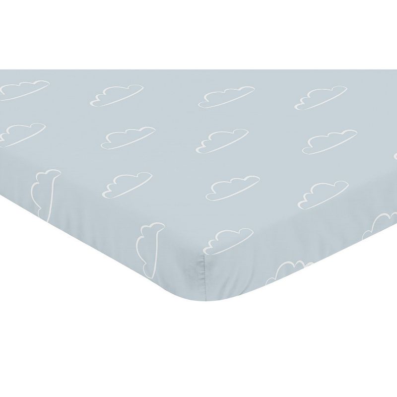 Sweet Jojo Designs Boy Baby Fitted Mini Crib Sheet Airplane Blue and White, 3 of 7