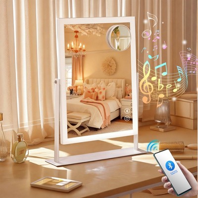 HOMLUX Music Makeup Mirror - Adjustable LED, Detachable 10X Magnification, Smart Touch