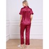 cheibear Women's Buton Down Sleepwear with Pants Nightwear Lounge Pajama Set 2 Pcs - 4 of 4