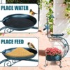 phiestina 36 inch Bird Baths for Outdoors, Vintage Metal Garden Bird Bath with Solar Lamp and Flower Planter Pedestal, Antique Blue - 3 of 4