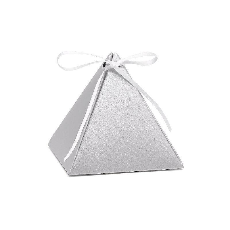 Hortense B. Hewitt Pyramid Favor Box Silver Shimmer 25 Pack (54878ST), 1 of 2