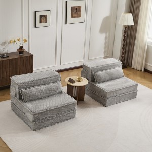 Oversized 2 Seater Circle Fleece Convertible Boneless Sectional Sofa with 2 Pillows and DIY Modular Design - 1 of 4