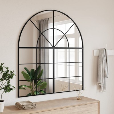 vidaXL Wall Mirror Black 39.4 in.x19.7 in. Arch Iron