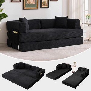 Convertible Sleeper Sofa Bed, 78.8" Floor Sofa Bed, 5-In-1 Folding Mattress Couch Loveseat with Fixed-Shape Frame - 1 of 4