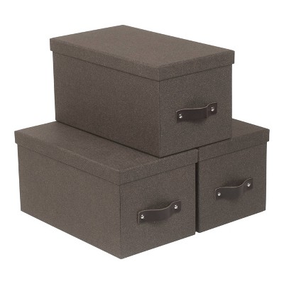 Set of 3 Silvia Canvas Media Box Dark Brown - Bigso Box of Sweden