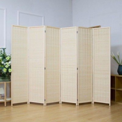 Sevobal Partitions and Room Dividers 6-Panel Wood Foldable Design Folding Privacy Screens for Office and Living, Off-white, 78.74"*4.80"*66.93"