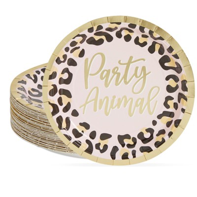 Sparkle and Bash 48 Pack Cheetah Print Paper Plates for Party Animal Safari Birthday Supplies (7 In)