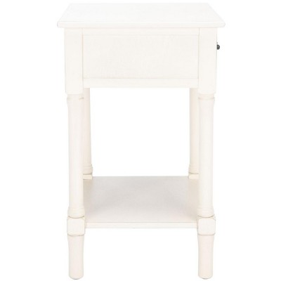 Distressed White Pinewood Accent Table with Storage