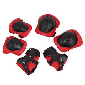 Unique Bargains Bicycle Roller Blading Wrist Elbow Knee Support Protector Guards Pads Brace 6 in 1 Set - 1 of 4