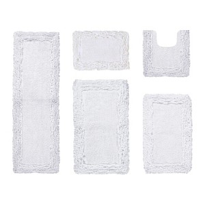 Shaggy Border Collection 5-Piece Bath Rug Set 100% Cotton Tufted Weave Ruffle Border Pattern Bathroom Rug for Machine Washable Bathmat - 1 of 4