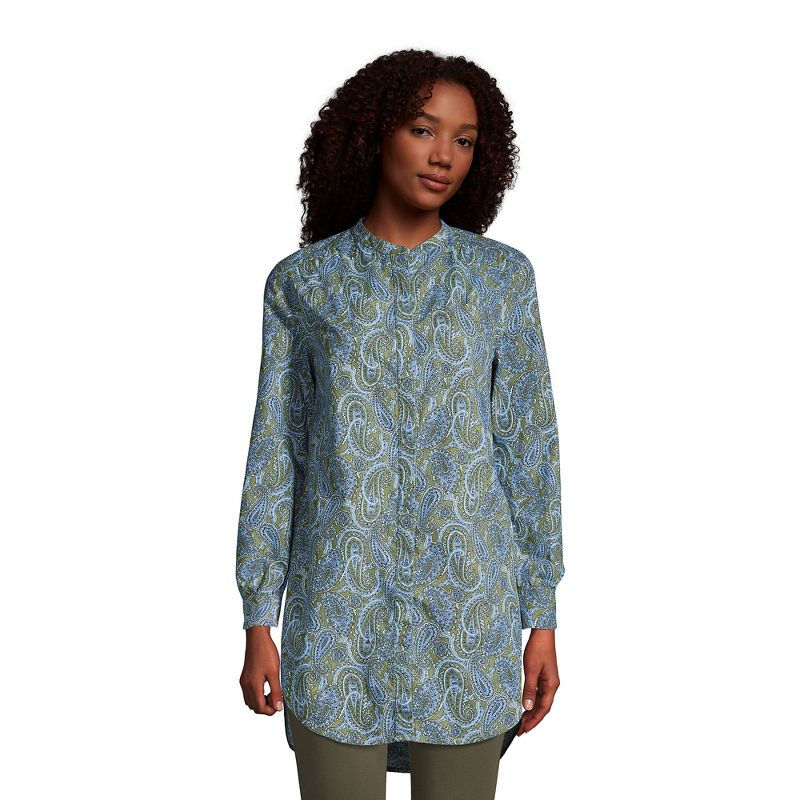 Lands' End Women's Cotton A-Line Long Sleeve Tunic Top, 1 of 3