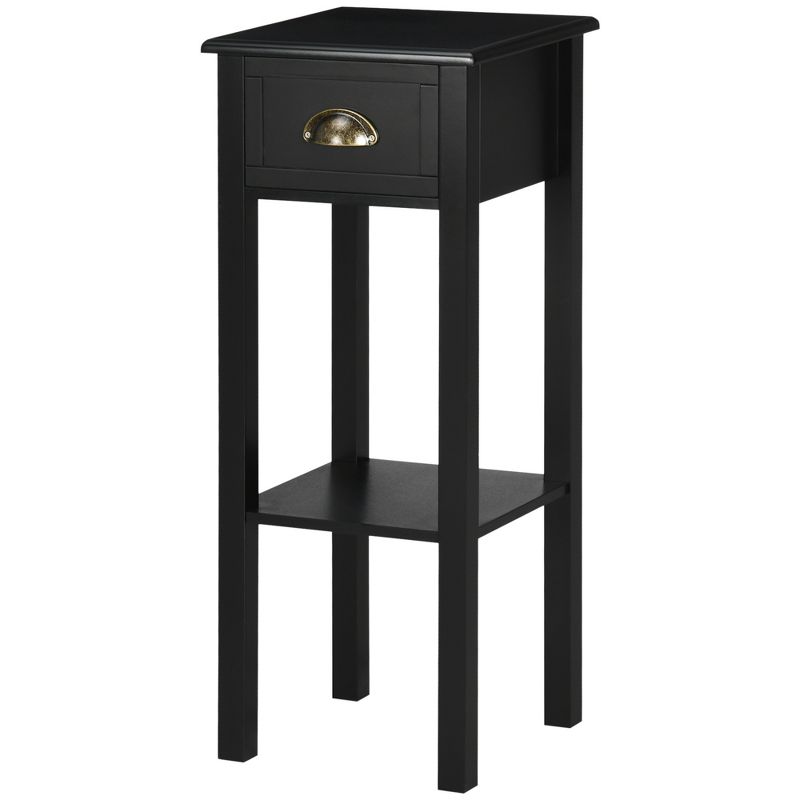 HOMCOM 2-Tier Night Stand with Drawer, Narrow End Table with Bottom Shelf, for Living Room or Bedroom, 4 of 7