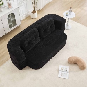 Hrinhom 78.7"W Folding Loveseat Lounge Floor Sofa,Sofa Bed with 2 Pillows - 1 of 4