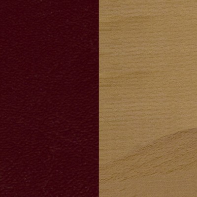Natural Wood Barstool with Burgundy Vinyl Seat