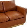 LeisureMod Nervo Mid-Century Modern Upholstered Faux Leather Loveseat with Gold Frame - 4 of 4