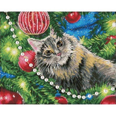 Leisure Arts Diamond Art Premium Kit 16"X20"-Christmas Cat
