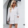 Womens 2 Piece Plisse Set Button Down Shirts with Shorts Summer Textured Top and Pants Casual Lounge Set Co-ord Sets for Women - White,L - 3 of 4