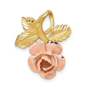 Black Bow Jewelry 14k Yellow and Rose Gold, Two Tone Vined Rose Slide Pendant - 1 of 4