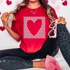 Simply Sage Market Women's Checkered Heart Cut Out Short Sleeve Garment Dyed Tee - 2 of 4