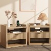 Furnulem Large recessed bedside table with charging station wooden bedside table with drawer modern style bedside table 1 drawer - 4 of 4