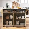 QingMoon Large Kitchen Island Cart with 2 Drop Leaf, Power Outlet, Storage Cart on 5 Wheels with 3 Drawers, with Spice & Towel Rack, for Kitchen - 2 of 4