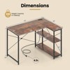 Costway L-Shaped Computer Desk with Power Outlets Adjustable shelf Heavy-Duty Metal Frame Brown/White/Black - 3 of 4