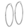 Black Bow Jewelry 2.5mm, Satin, Diamond Cut, XL Sterling Silver Hoops, 60mm (2 3/8 Inch) - 2 of 4