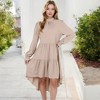 Anna-Kaci Women's High Neck Tiered Swing Dress with Long Sleeves - 4 of 4