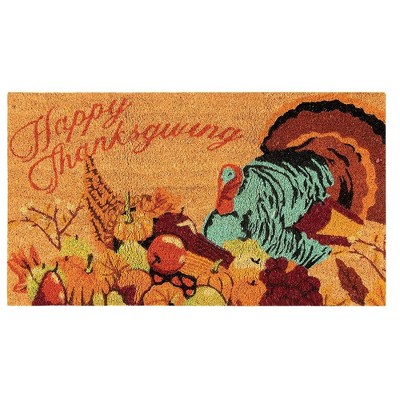 Juvale Happy Thanksgiving Coir Door Mat Welcome Doormat Indoor Outdoor Nonslip Front Rugs 30 x 17