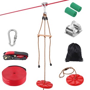 VEVOR Zipline Kit for Kids and Adult, 65 ft Zip Line Kits Up to 500 lb, Backyard Outdoor Quick Setup Zipline, Playground Entertainment with Zipline - 1 of 4