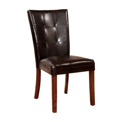 Set of 2 Contemporary Side Chairs with Dark Brown Oak Finish - Benzara