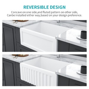 Small Farmhouse Sink -24 inch Kitchen Sink White Apron-Front Ceramic Single Bowl Small Reversible Farm Sink Laundry Room Sink - 1 of 4