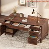 60" Executive Desk w/ Power Outlet, Home Office Desk w/ Drawers, Wooden Work Desk w/File Cabinet, Computer Desk - 4 of 4