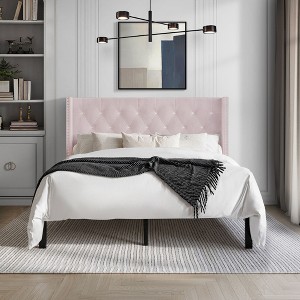ChaletPosh Velvet Upholstered Bed - 1 of 4