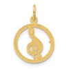 Black Bow Jewelry 14k Yellow Gold Treble Clef Circle Charm, 15mm - 3 of 4
