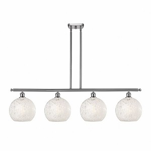 White Mouchette - 4 Light Stem Hung Island In Modern Style-12.25 Inches Tall and 48.25 Inches Wide - 1 of 1