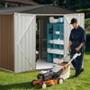 Outdoor Storage Shed, 8x8FT Large Metal Storage Shed, Metal Garden Tool Shed w/Roof, Door & Lock, Waterproof & Anti-UV, for Patio Garden Yard, Brown - 4 of 4