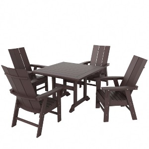 WestinTrends 5 Piece Outdoor Patio Dining Square Table and Modern Armchair Set - 1 of 2