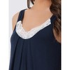 cheibear Women's Soft Pleated Full Slip Lace Lingerie Babydoll Nightgown - 4 of 4
