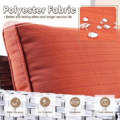 Gray Rattan 7-Person Outdoor Patio Set with Fire Pit