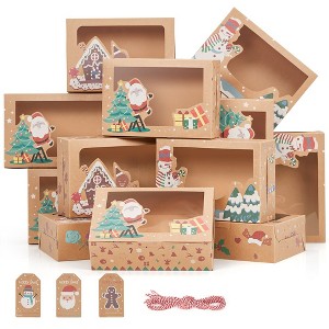 24 Pack Christmas Cookie Boxes for Gift Giving, Christmas Bakery Box with Window - 1 of 4