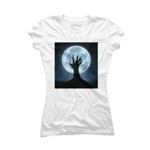 Junior's Design By Humans Halloween! Zombie Hand Reaching from Grave T-Shirt By EBCD T-Shirt - 1 of 3