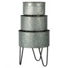 NAYSAYE Planter Set of 3 Huxley Metal Decorative Pots with Rope Handles for Indoor Outdoor Garden, Silver, 18"*18"*15" - 4 of 4