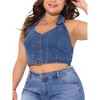 Agnes Orinda Women's Plus Size V-neck Sleeveless Button Down Casual Denim Vest - 2 of 4