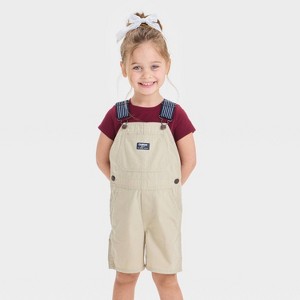 OshKosh B'gosh Toddler Girls' Chino Shortalls - Khaki - 1 of 3